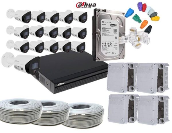 Dahua 16 Channel Full-Color Wizsense NVR CCTV Kit With 2MP Bullet Full-color Cameras & 4TB HDD Bundle IP Camera system