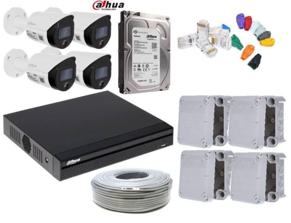 Dahua Full color 4 channel with 2mp full-color NVR bullet 2TB HDD  Bundle IP Camera system