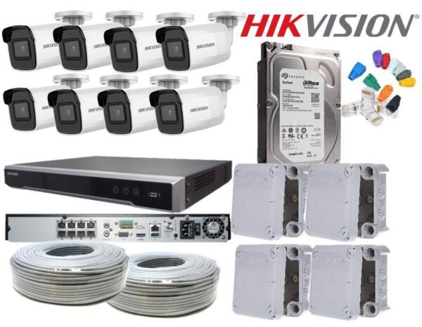 Hikvision 8 channel with 2mp NVR bullet 4TB HDD Bundle IP Camera system