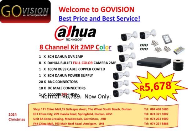 8 CHANNEL KIT 2MP COLOR